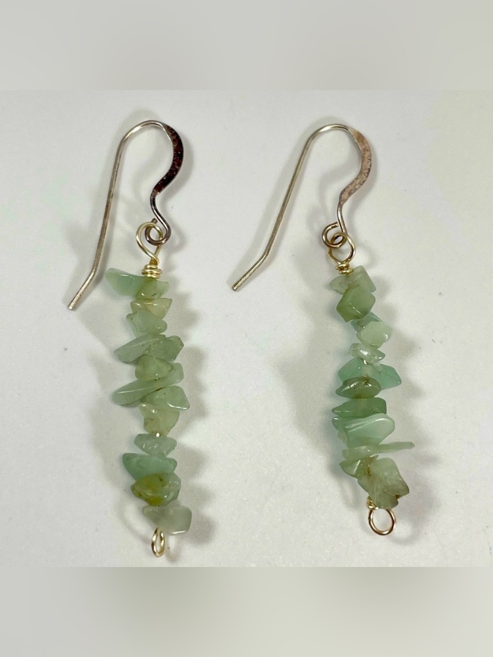 Aquamarine Chips 925 Sterling Silver Hook Setting Dangle Earrings Beaded Boho